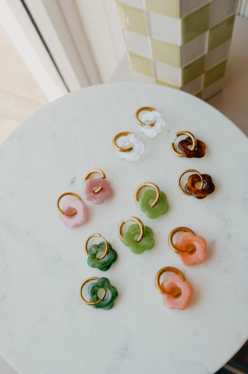 Lilja Acetate Flower Gold Hoop Earrings