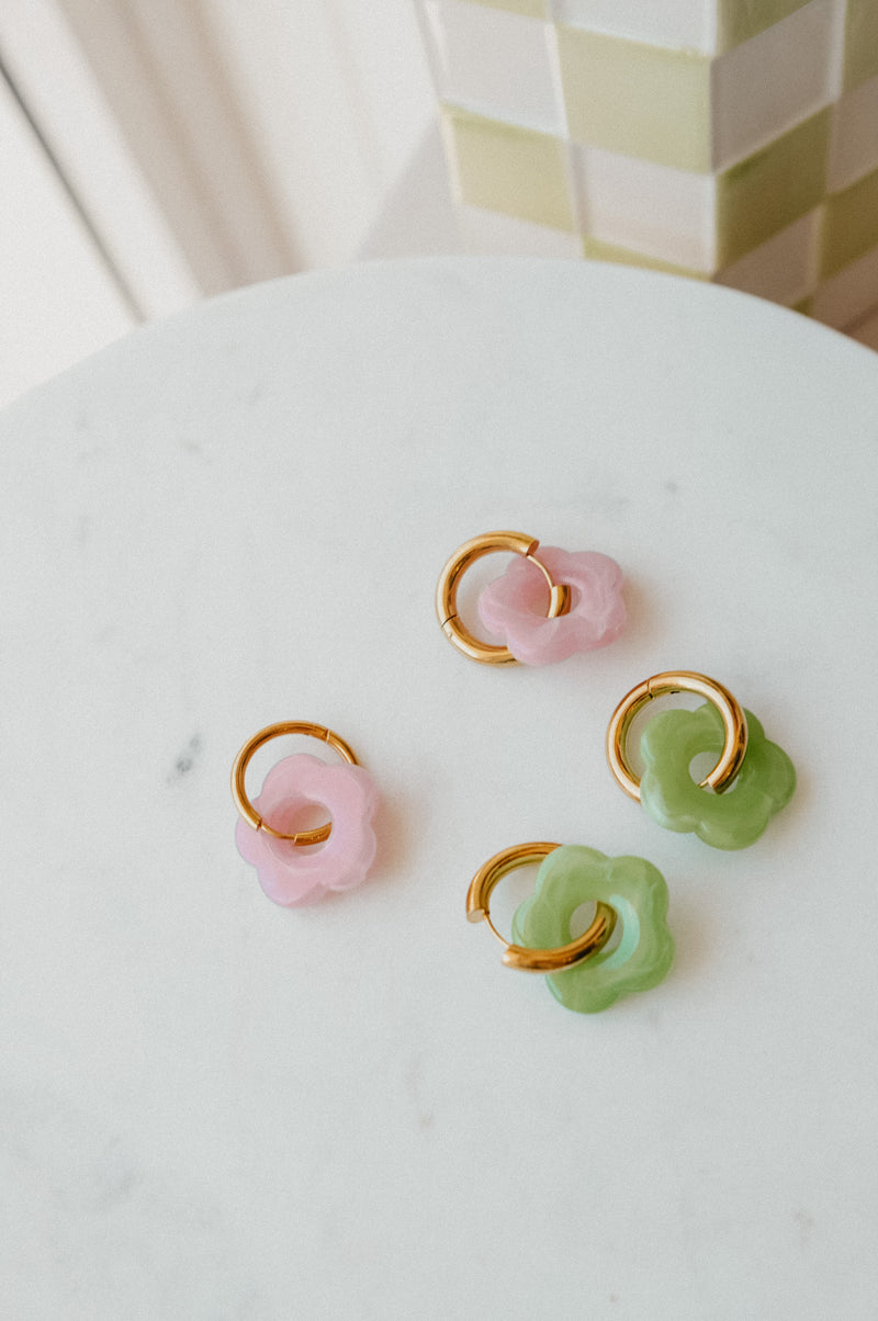 Lilja Acetate Flower Gold Hoop Earrings