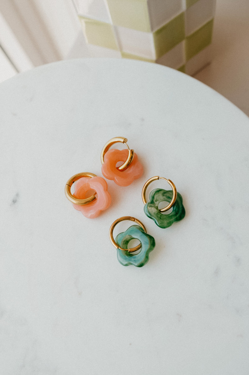 Lilja Acetate Flower Gold Hoop Earrings