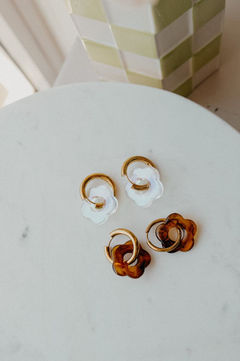 Lilja Acetate Flower Gold Hoop Earrings