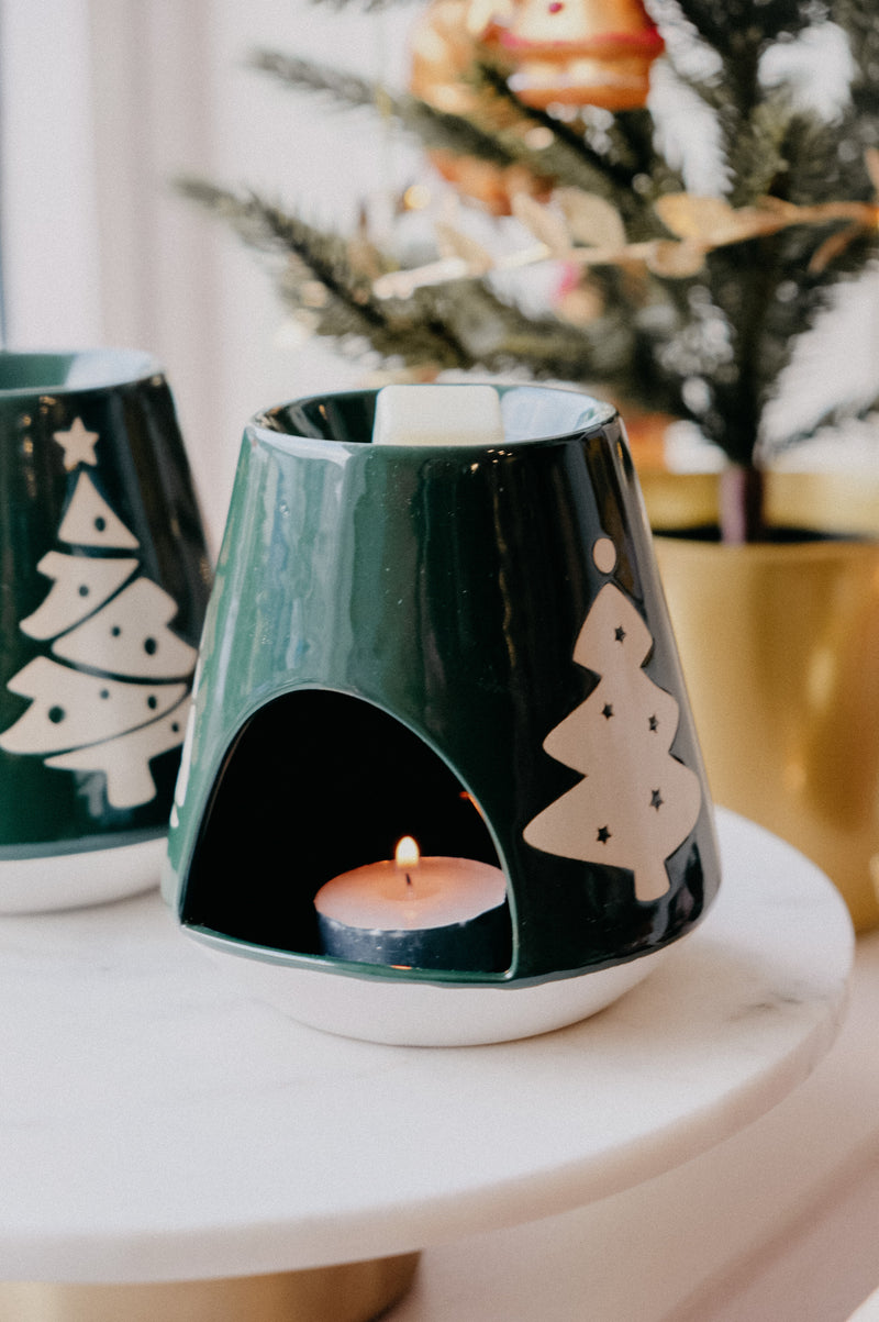 Milah Forest Green Christmas Tree Ceramic Wax Melt Burner
