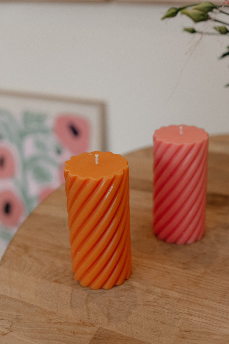 Chunky Twist Pillar Handmade Candle