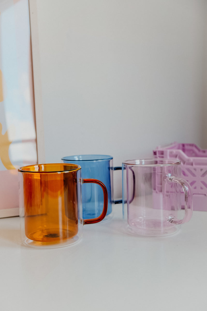 Monica Double Layered Large Mug - available in pink, mustard and blue