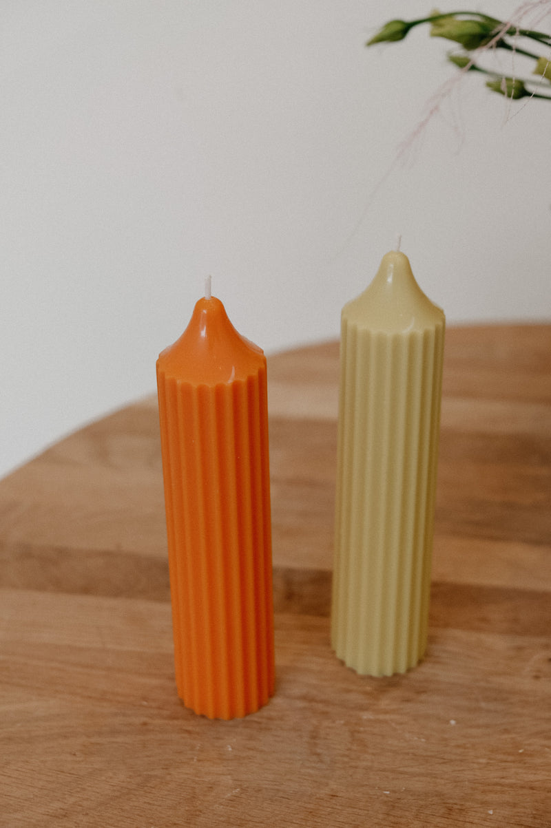 Ribbed Short Pillar Handmade Vegan Soy Wax Candle