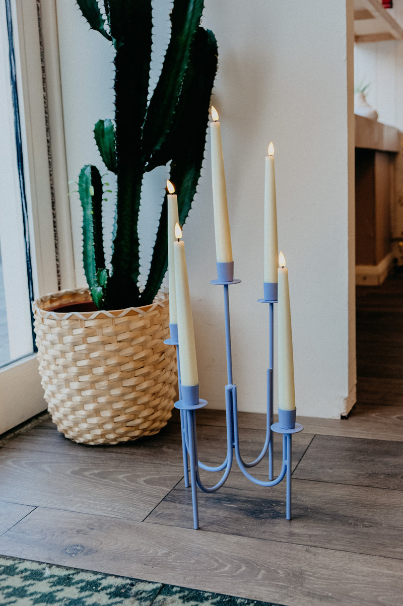 Pastel Blue Candlestick Candle Holder
