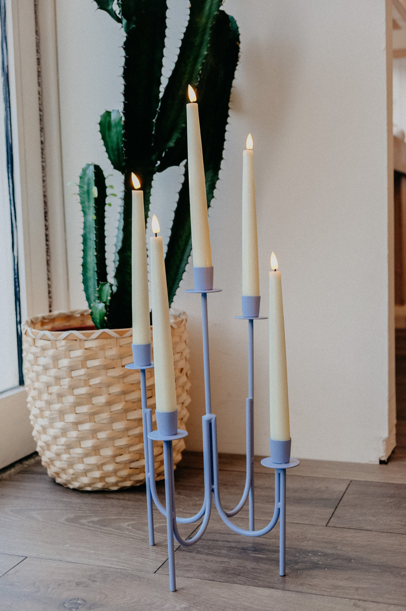 Pastel Blue Candlestick Candle Holder