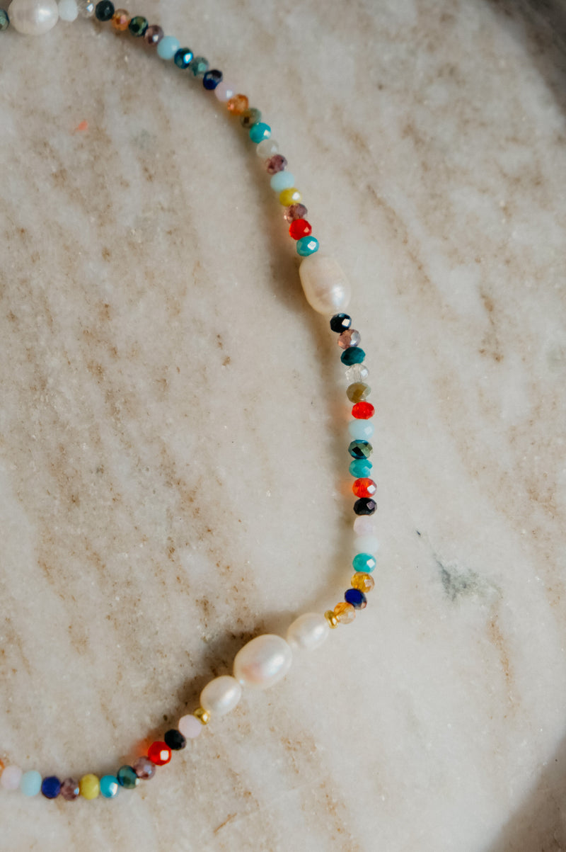 Christa 90s Style Pearl Beaded Coloured Necklace