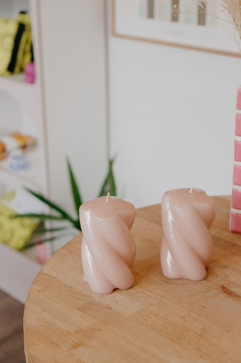 Nude Twisted Chunky Candle