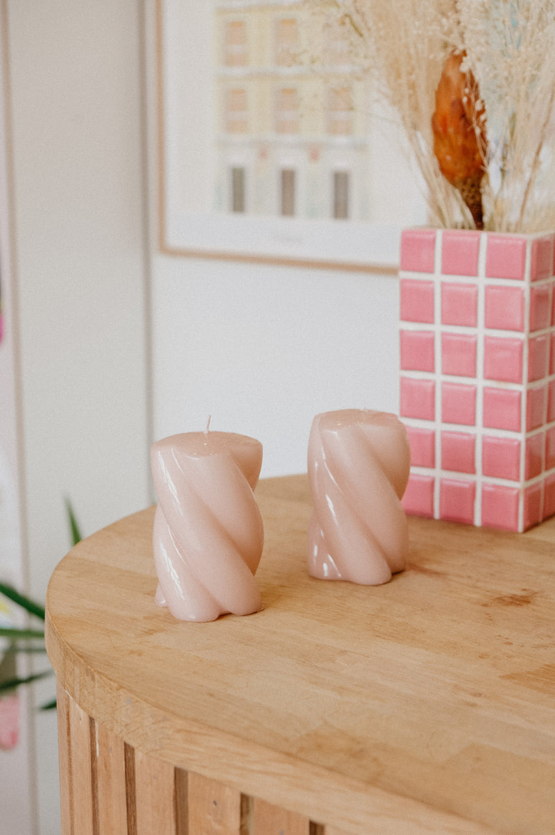 Nude Twisted Chunky Candle