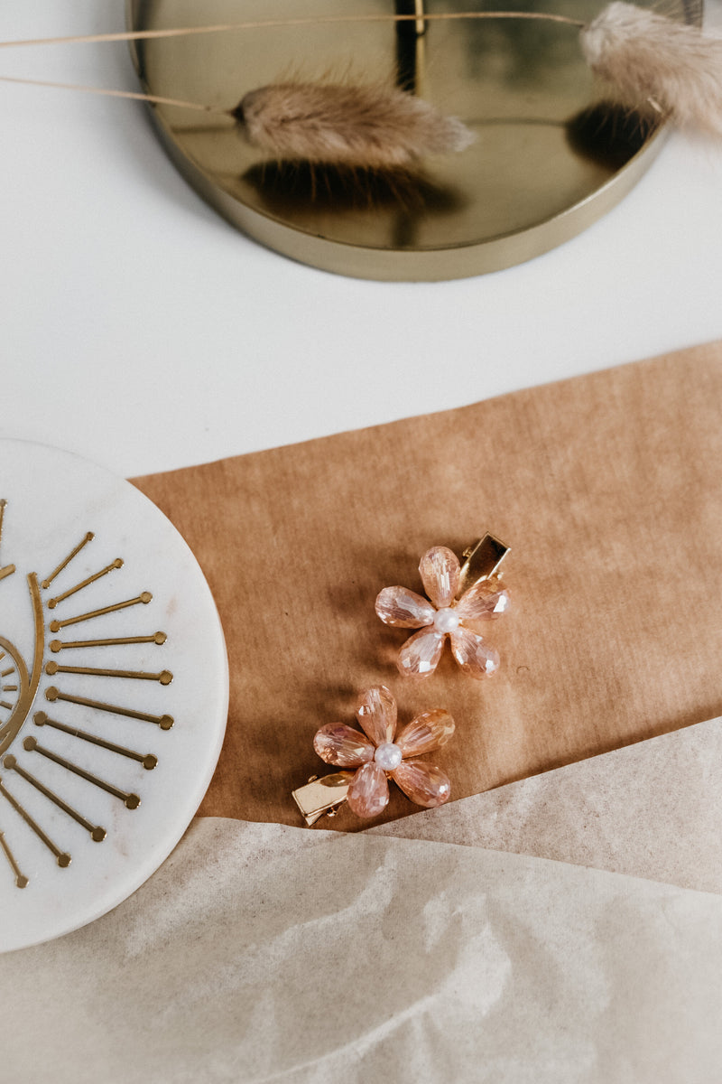 Eva Pink Flower Florals Hair Clip