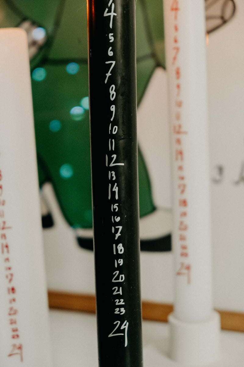Christmas Countdown Advent Pillar Candle - Green and Silver / White and Red