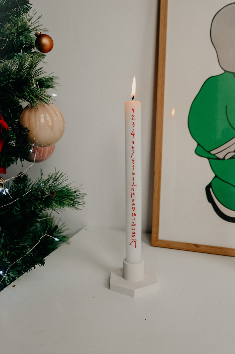 Christmas Countdown Advent Pillar Candle - Green and Silver / White and Red
