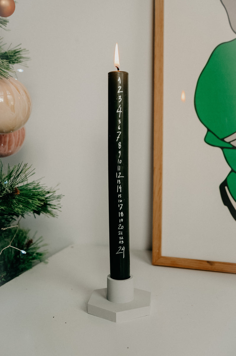Christmas Countdown Advent Pillar Candle - Green and Silver / White and Red
