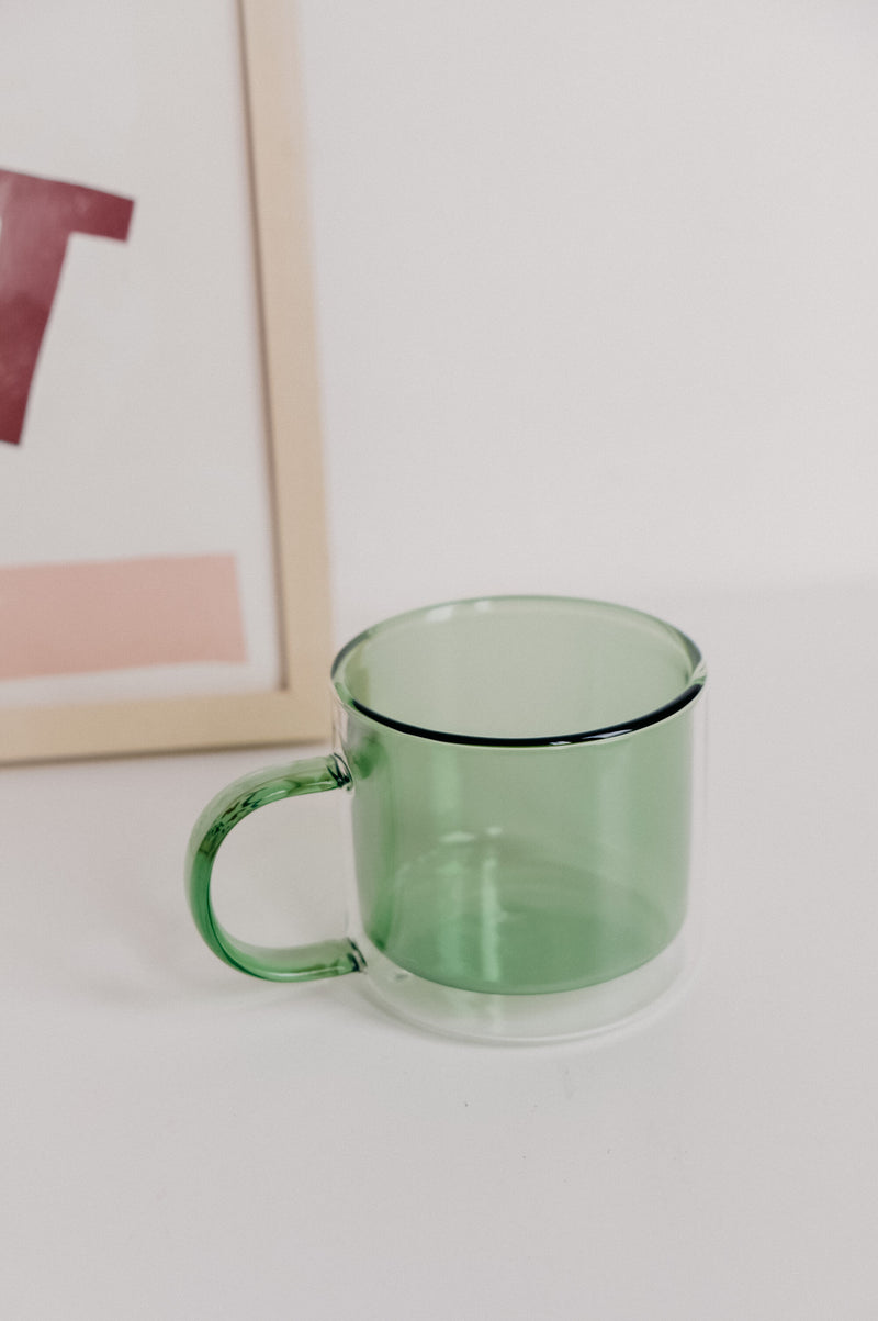 Monica Double Layered Mug - available in Green, Pink, Mustard, Teal, Clear and Grey