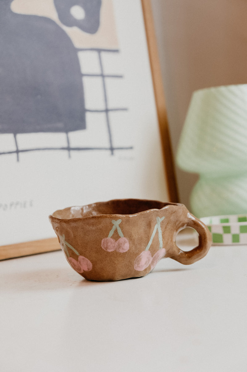 Cherry Handmade Irregular Ceramic Mug