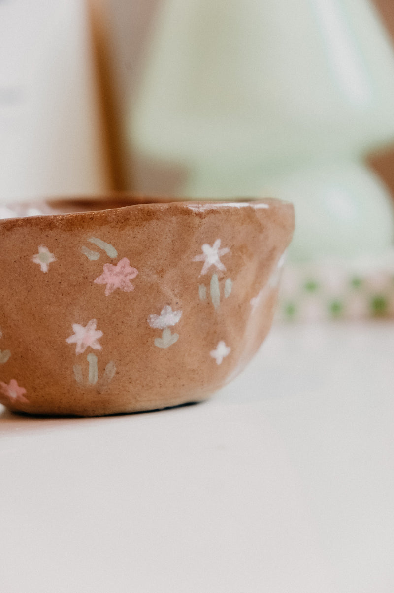 Home Cafe Ditsy Tulips and Flowers Handmade Irregular Ceramic Mug