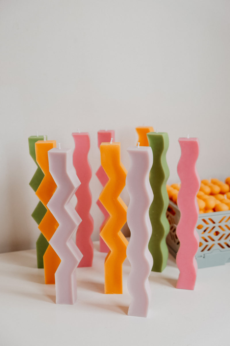 Squiggly and Bolt Pillar Soy Candles