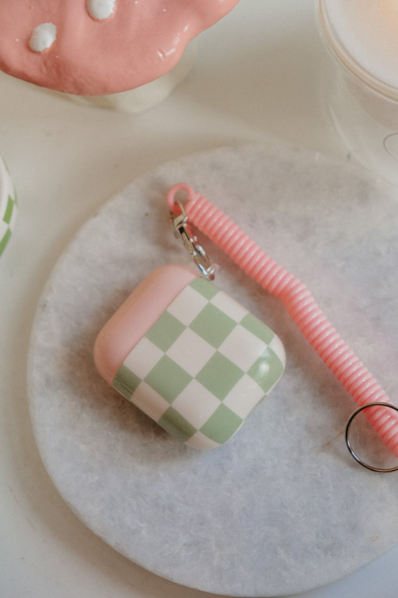 Lorri Pink and Green Checkered Airpod Case