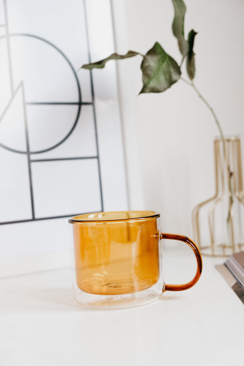 Monica Double Layered Mug - available in Green, Pink, Mustard, Teal, Clear and Grey