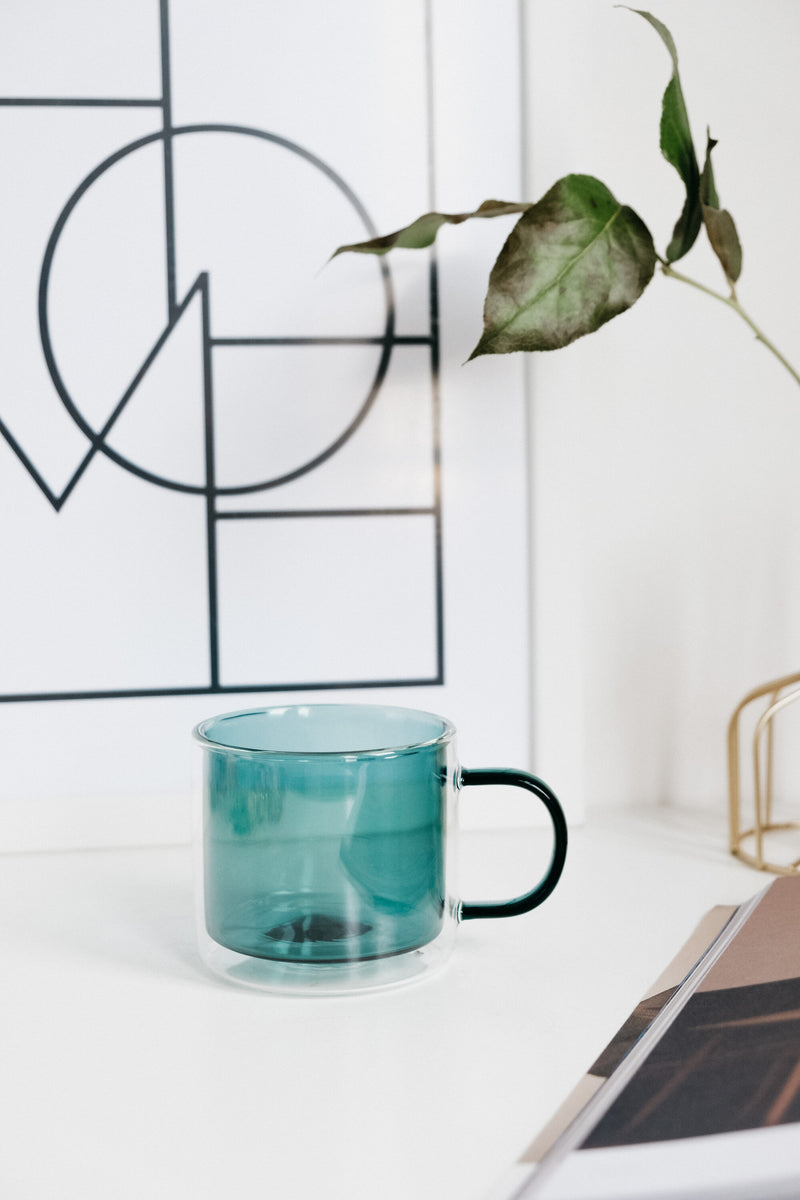 Monica Double Layered Mug - available in Green, Pink, Mustard, Teal, Clear and Grey