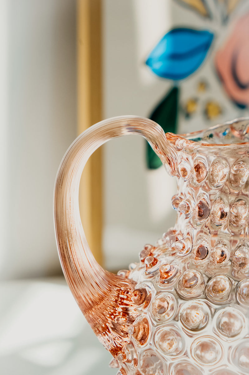Jeanna Hobnail Glass Flower Vase Jug - available in Pink and Lilac