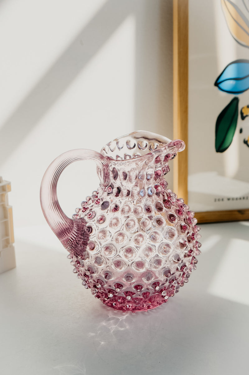 Jeanna Hobnail Glass Flower Vase Jug - available in Pink and Lilac