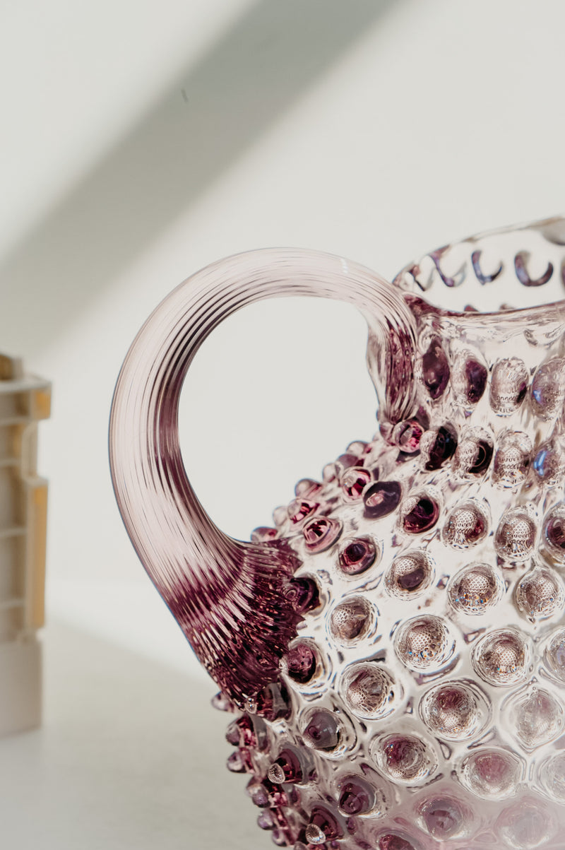 Jeanna Hobnail Glass Flower Vase Jug - available in Pink and Lilac