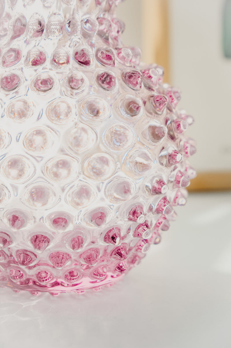 Jeanna Hobnail Glass Flower Vase Jug - available in Pink and Lilac