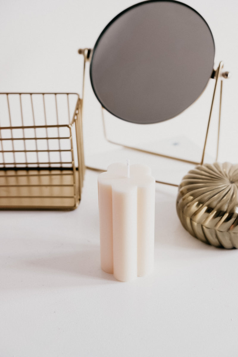Flower Floral White Vegan Soy Wax Pillar Candle