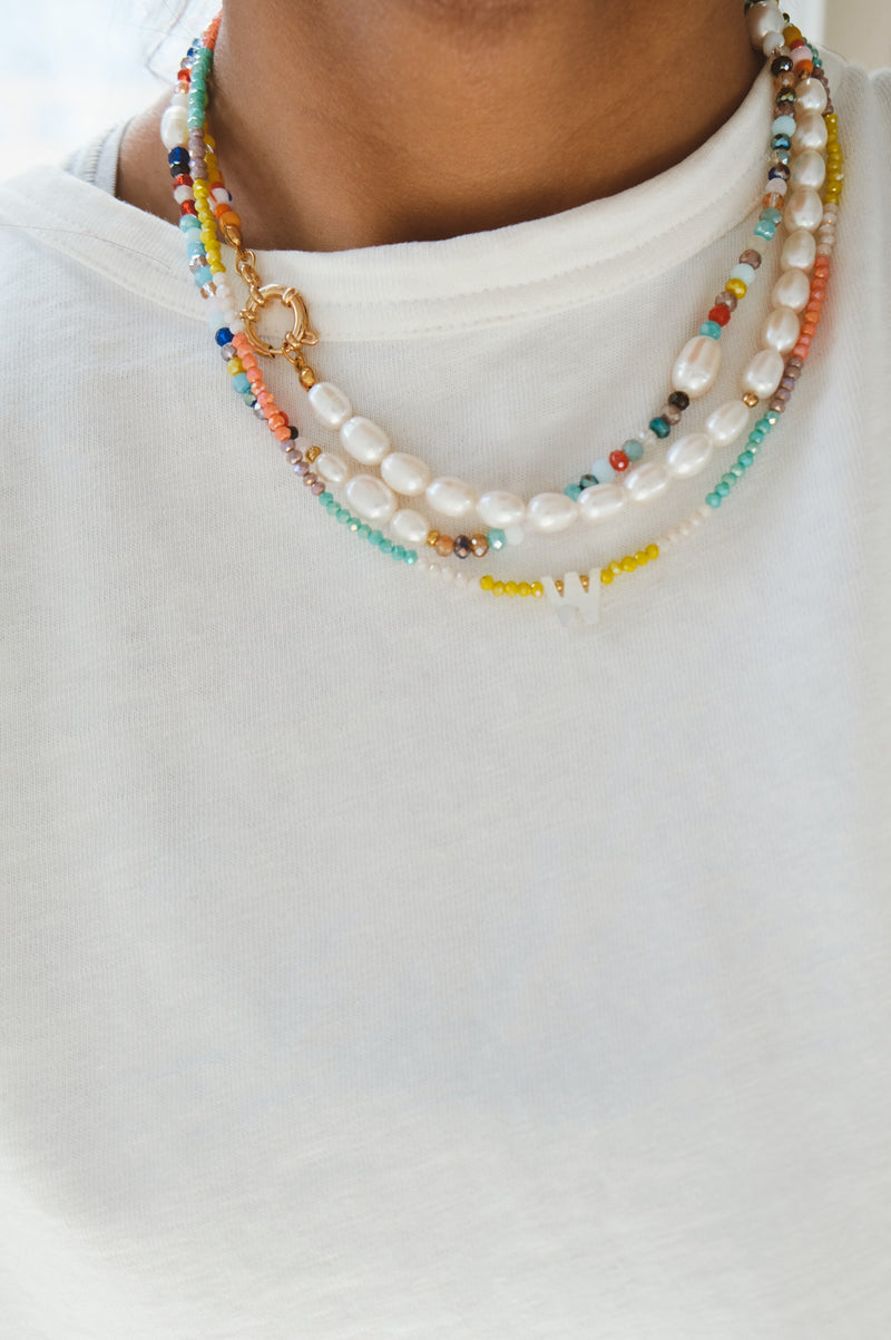 Gia 90s Style Pastel Beaded Coloured Necklace