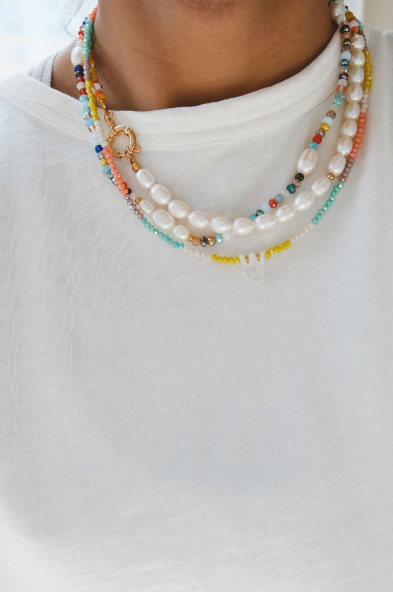 Christa 90s Style Pearl Beaded Coloured Necklace