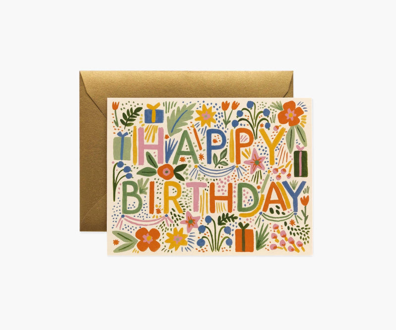 Fiesta Happy Birthday Colourful Floral Greeting Gift Card