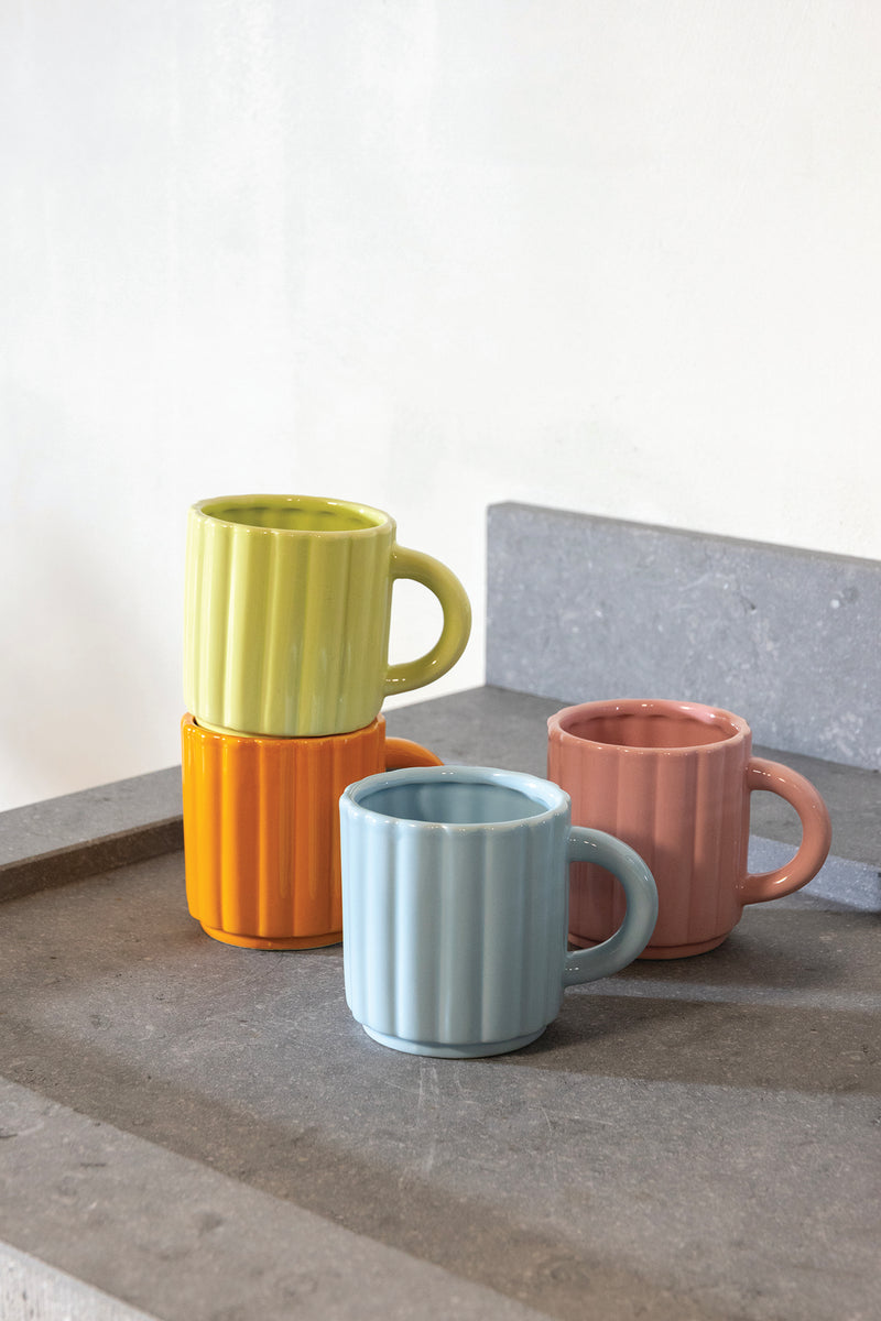 Joan Ribbed Pastel Coffee Mugs