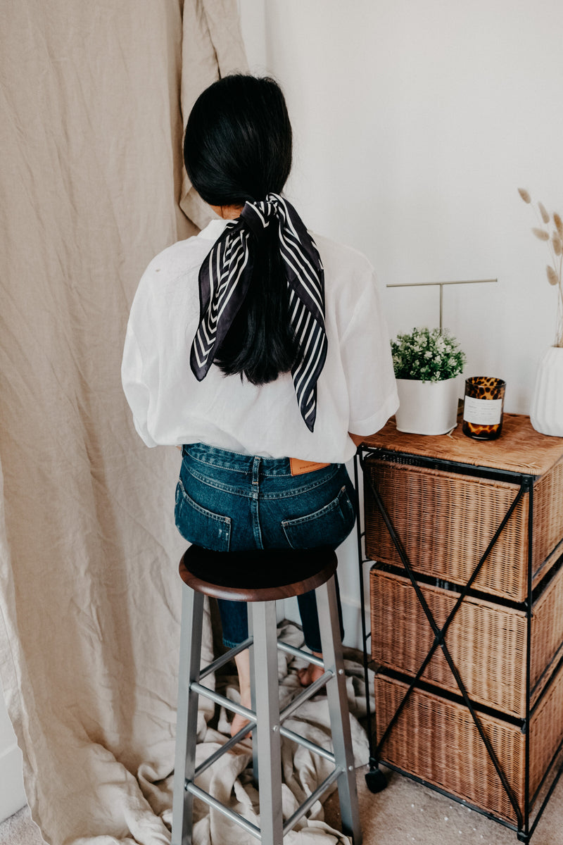 Mae Black And Cream Neck Hair Scarf