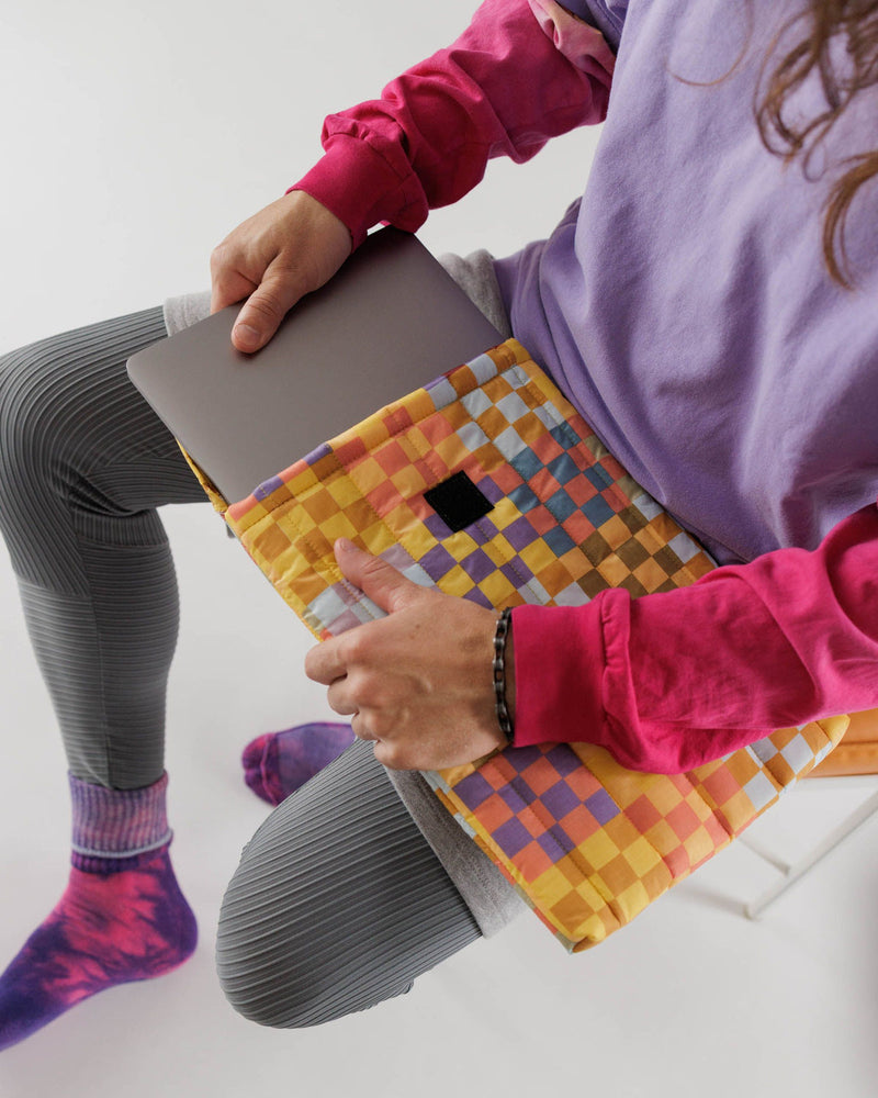 Checkered Quilted Puffy Laptop / Tablet Sleeve - 13" or 16"