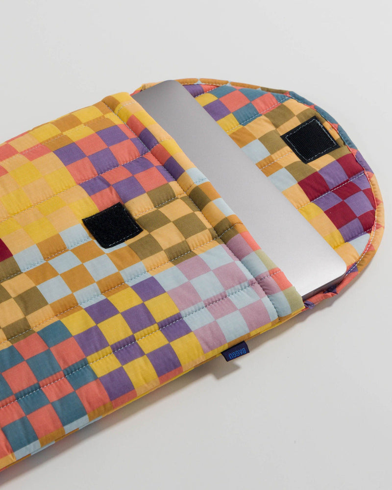 Checkered Quilted Puffy Laptop / Tablet Sleeve - 13" or 16"
