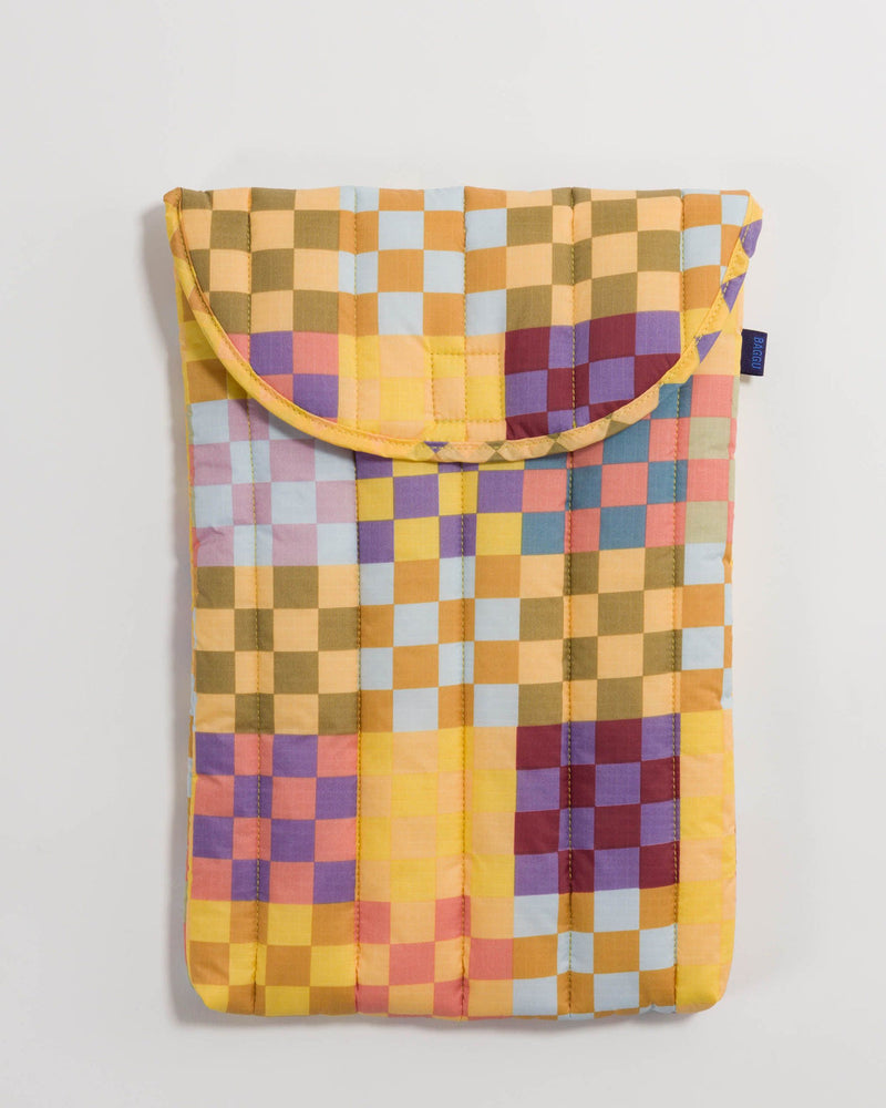 Checkered Quilted Puffy Laptop / Tablet Sleeve - 13" or 16"