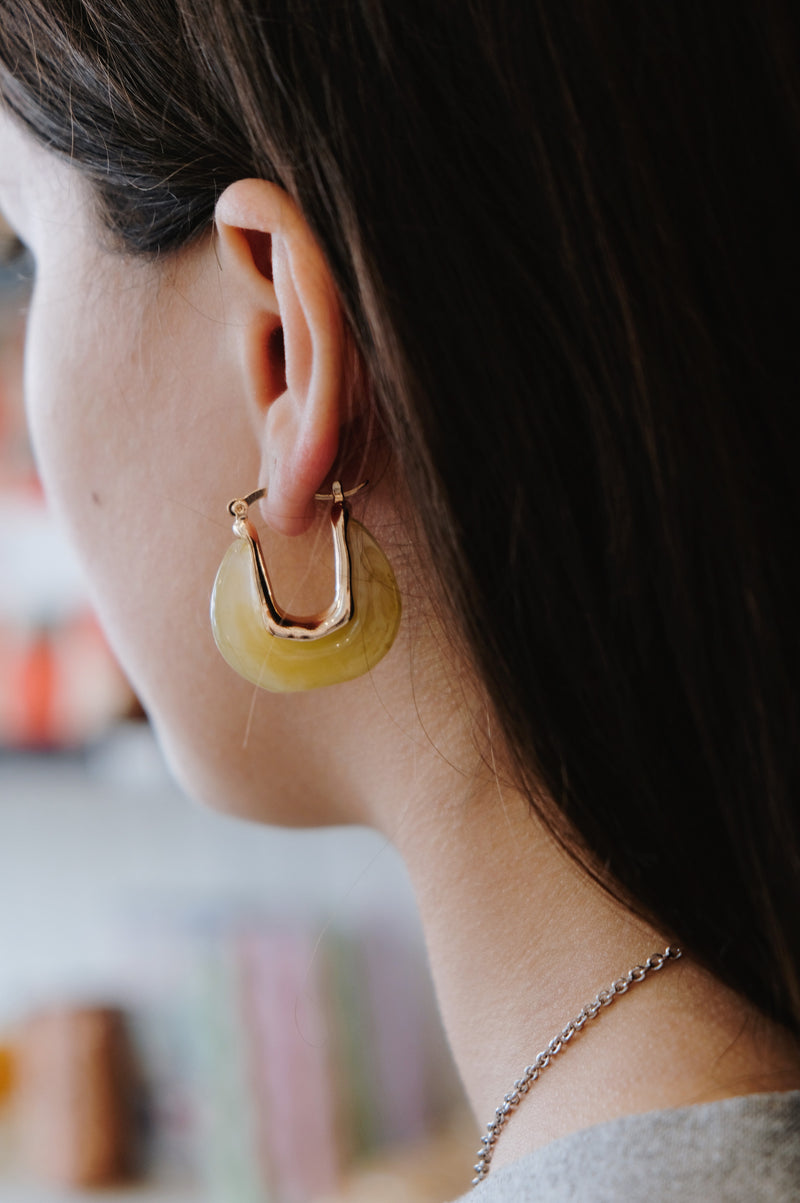 Eilidh Chunky Retro Resin Oval Hoop Earrings