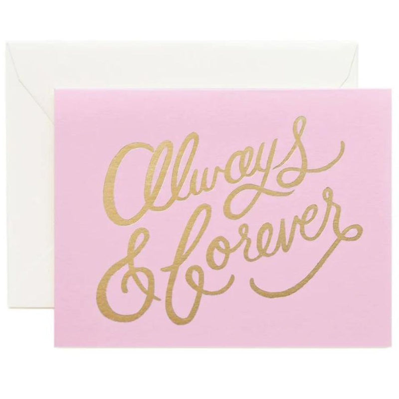 Always and Forever Love Pink Gold Foil Greeting Gift Card