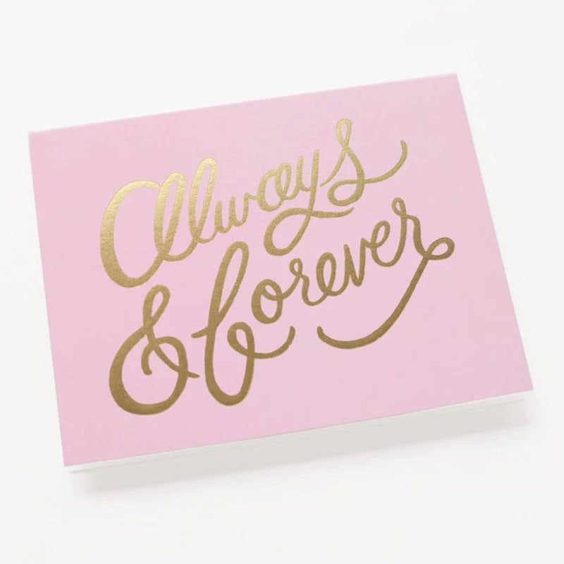 Always and Forever Love Pink Gold Foil Greeting Gift Card