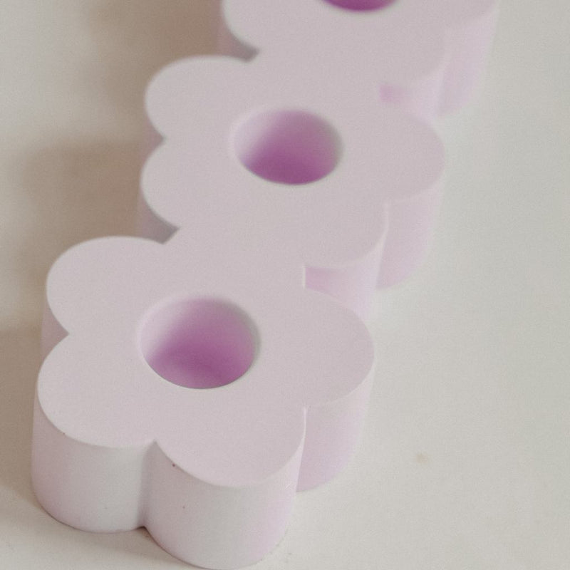 3 Chunky Flower Pillar Handmade Candle Holder