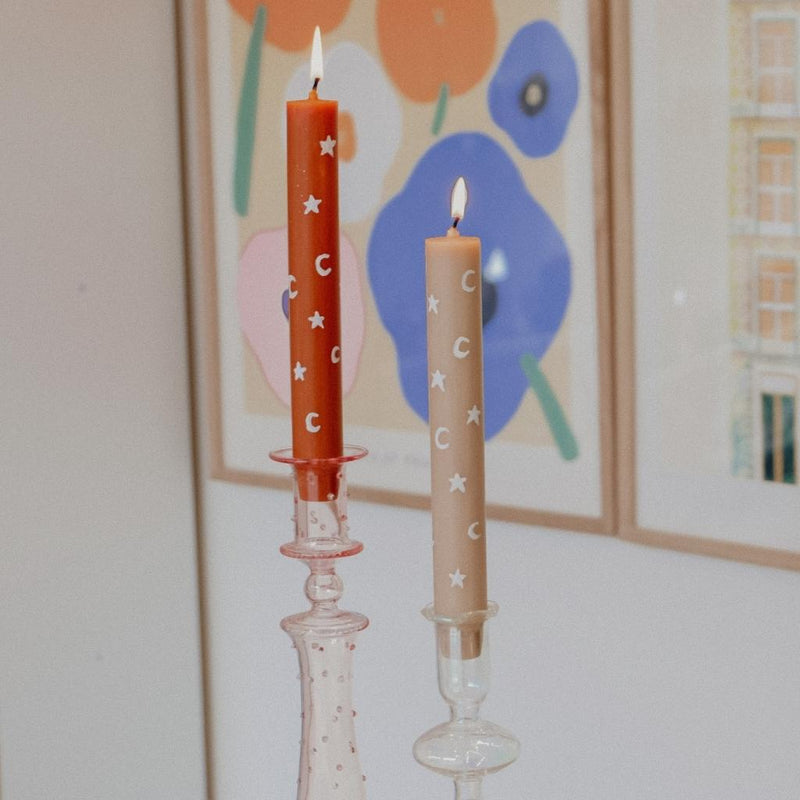 Eid Moon and Stars Handpainted Pillar Candle