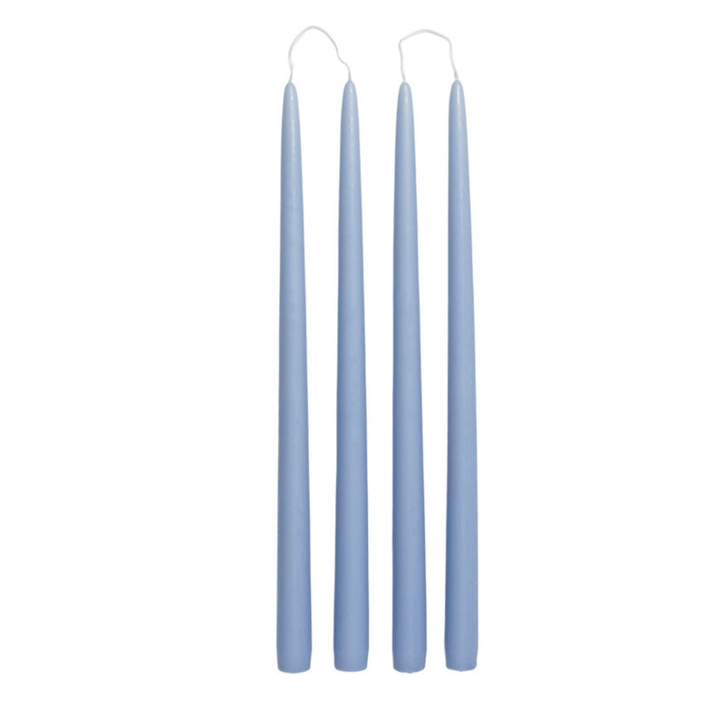 Pastel Blue Danish Tapered Pillar Candles - Set of 4