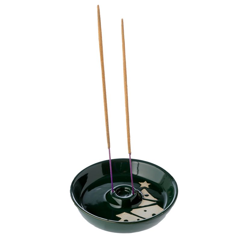 Tove Forest Green Christmas Tree Ceramic Incense Holder