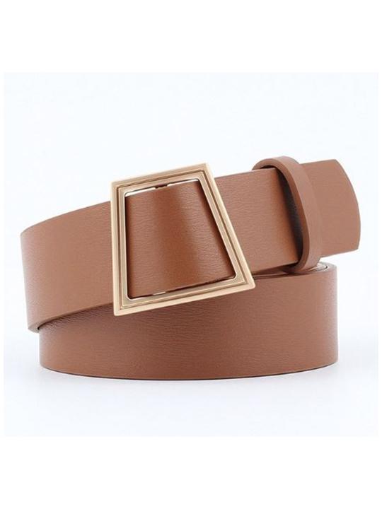 Violetta Tan Faux Leather and Gold Buckle Belt