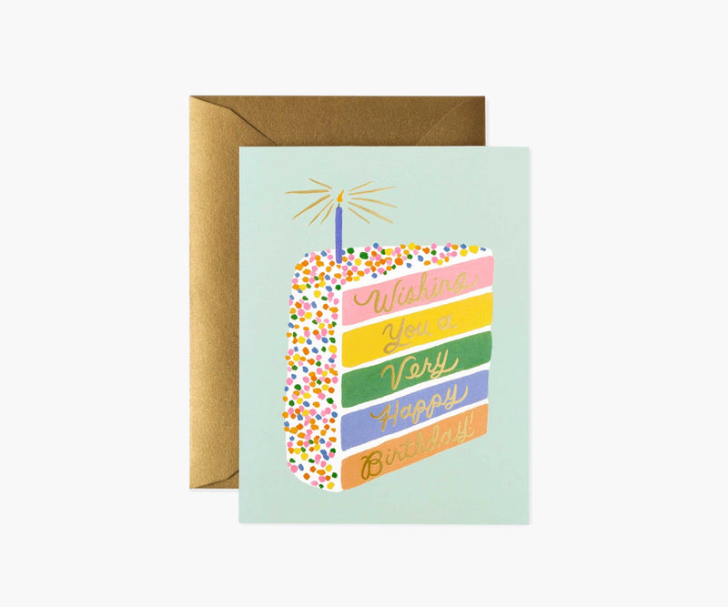 Cake Slice Happy Birthday Greeting Celebration Gift Card