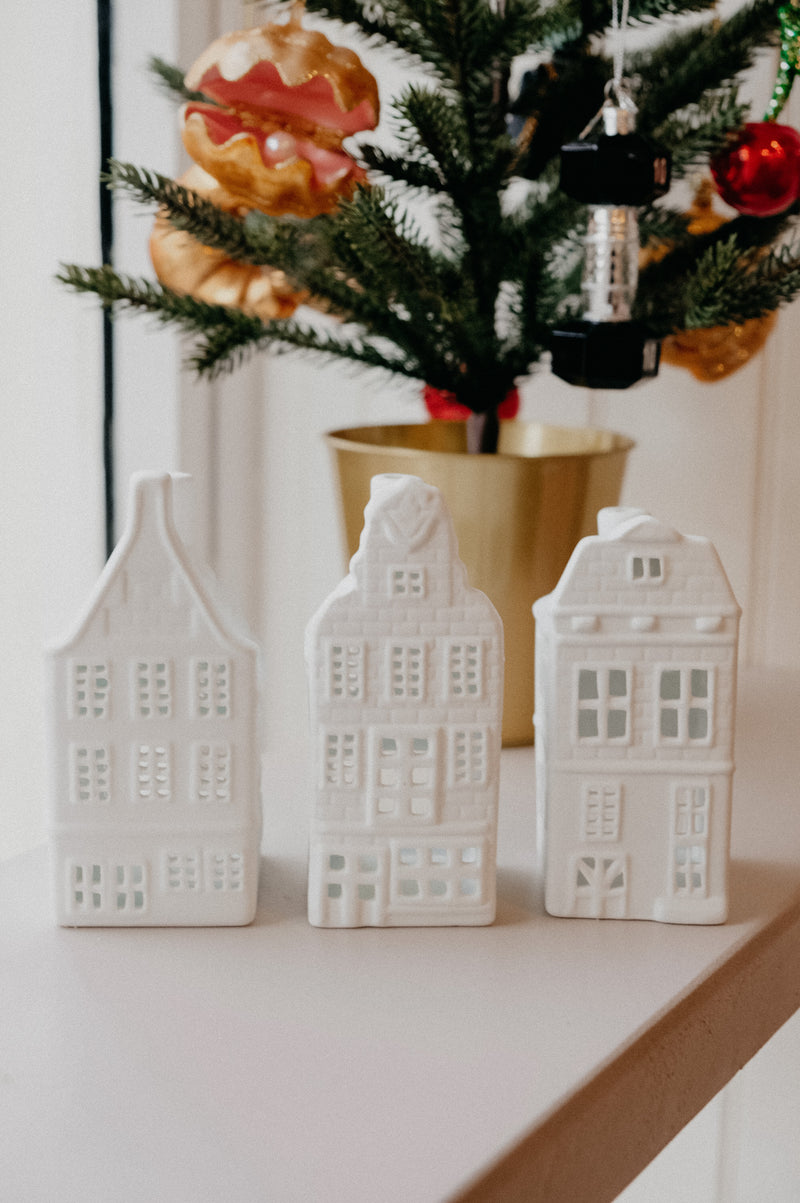 White Tealight Amsterdam Dutch Canal Houses - 3 options available
