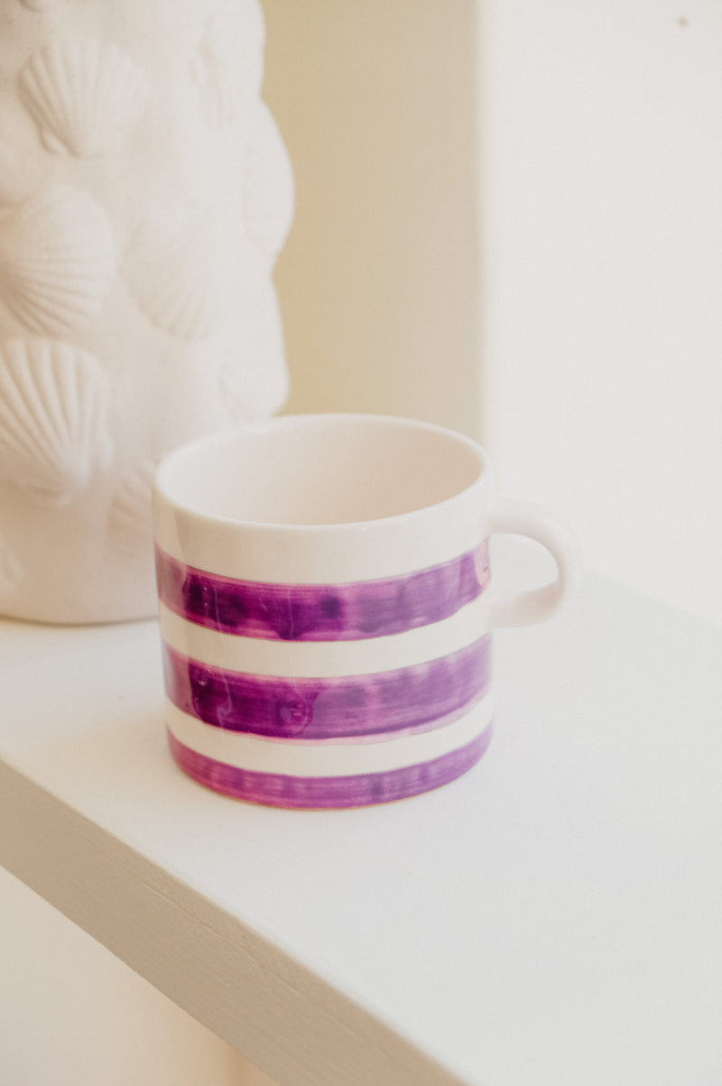 Rowe Pink and White Striped XL Coffee Mug