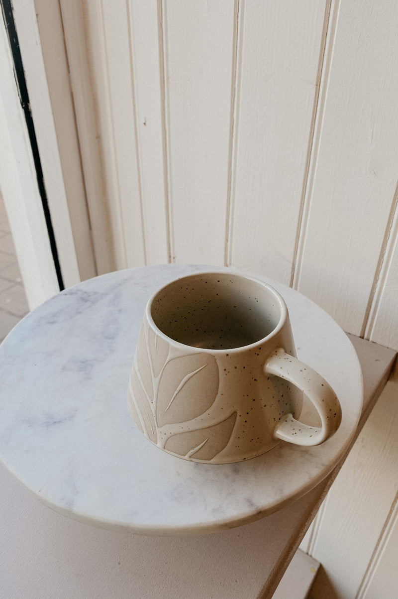 Emilie Flower Stoneware Speckled Mug