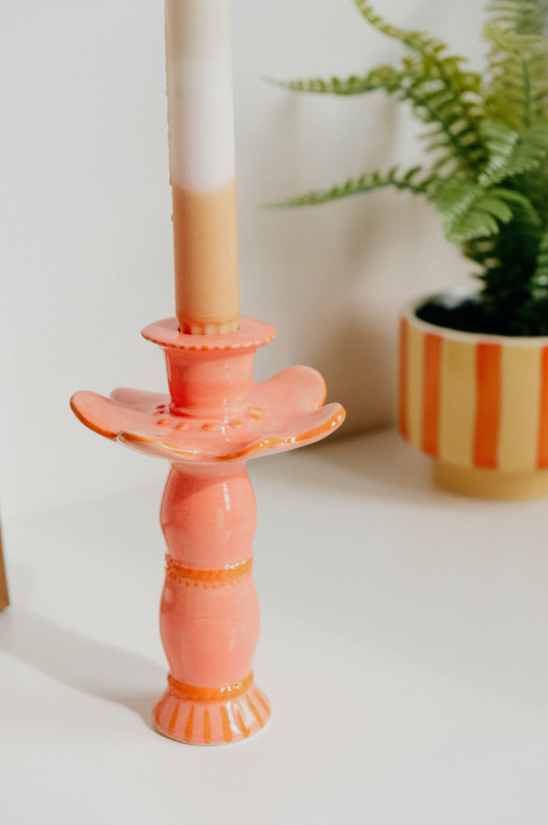 Posy Orange Candle Holder